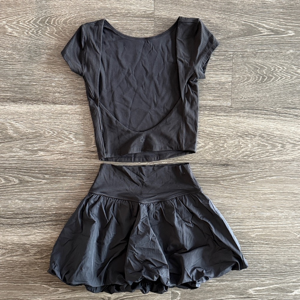 Aerie Black Athletic Skirt/Top Set